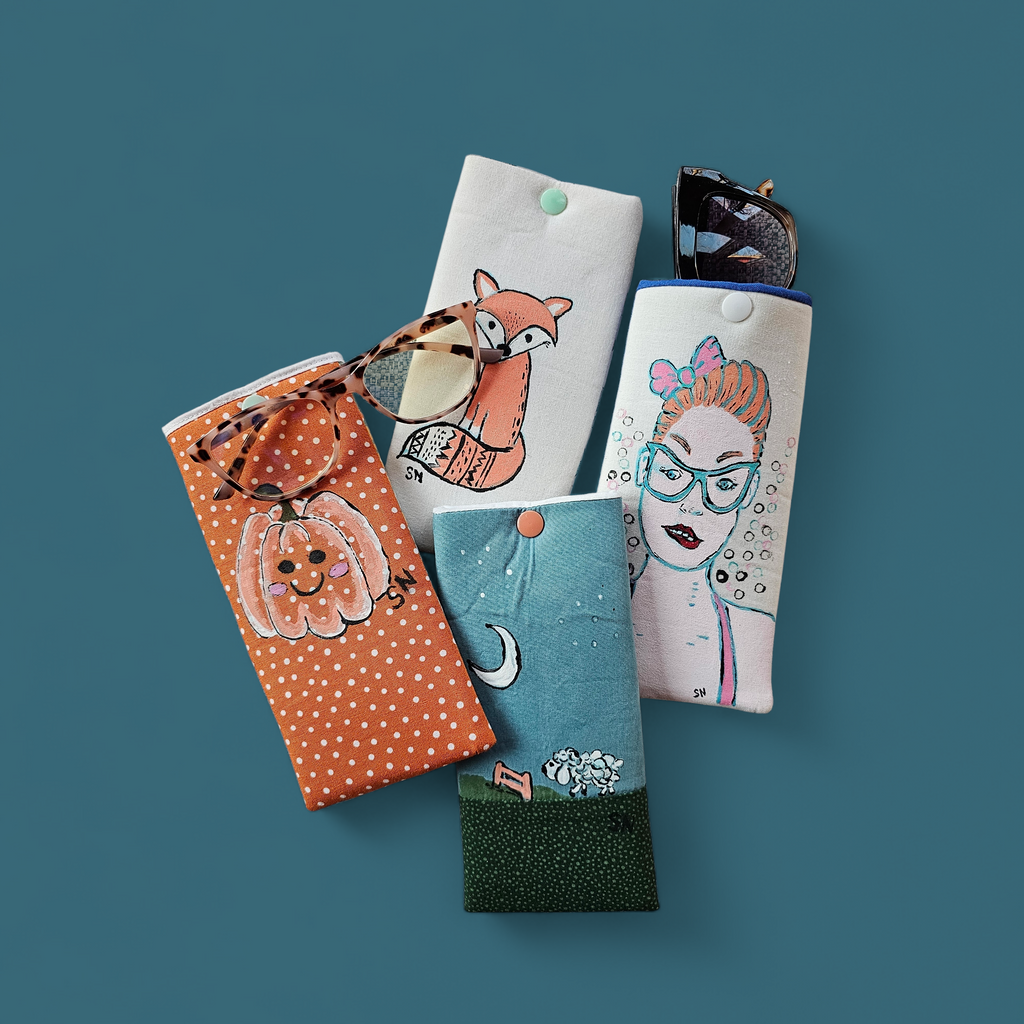 Hand Painted Padded Eyeglass Case