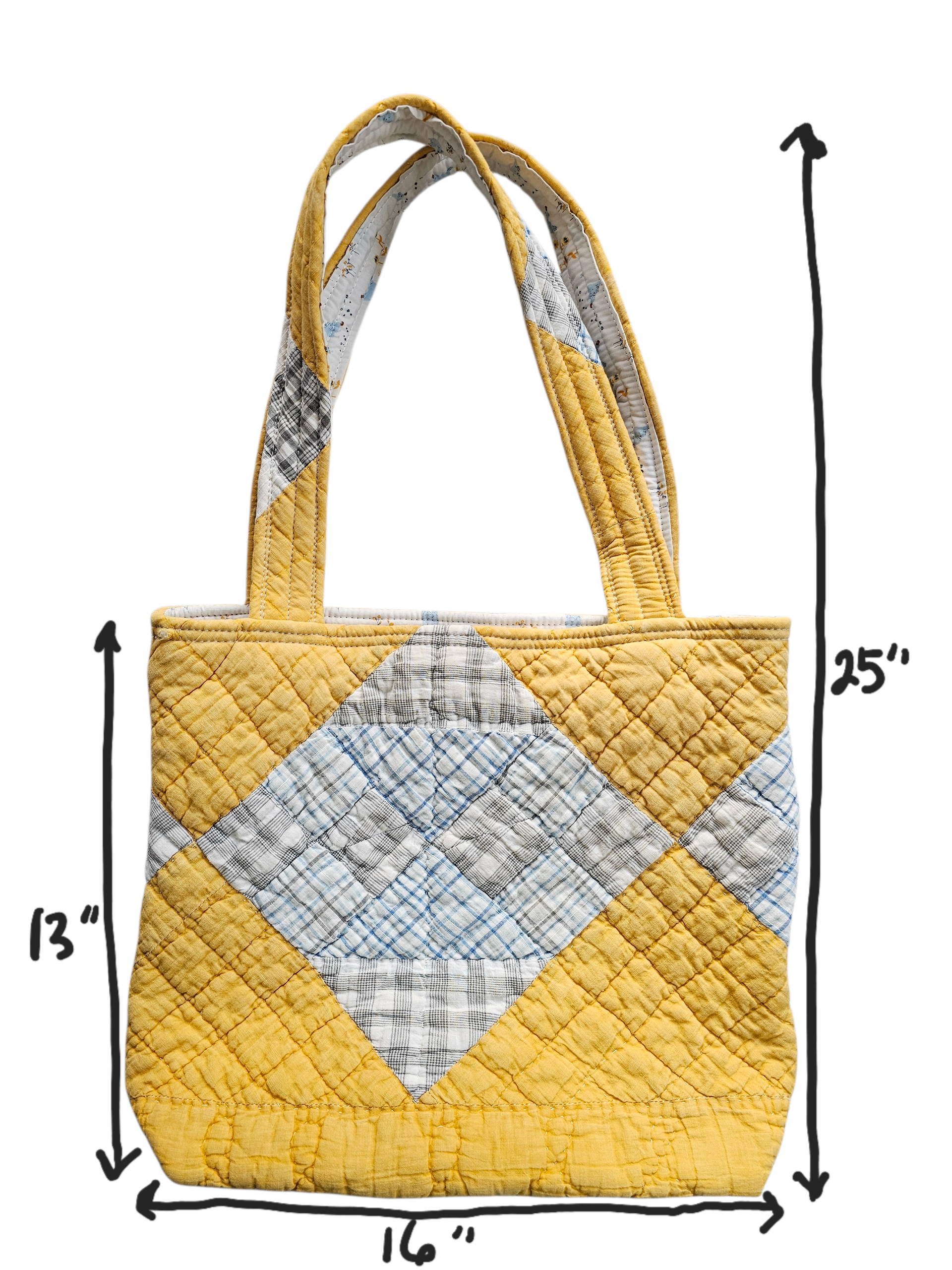 Vintage Quilted Tote Bag w/Hens