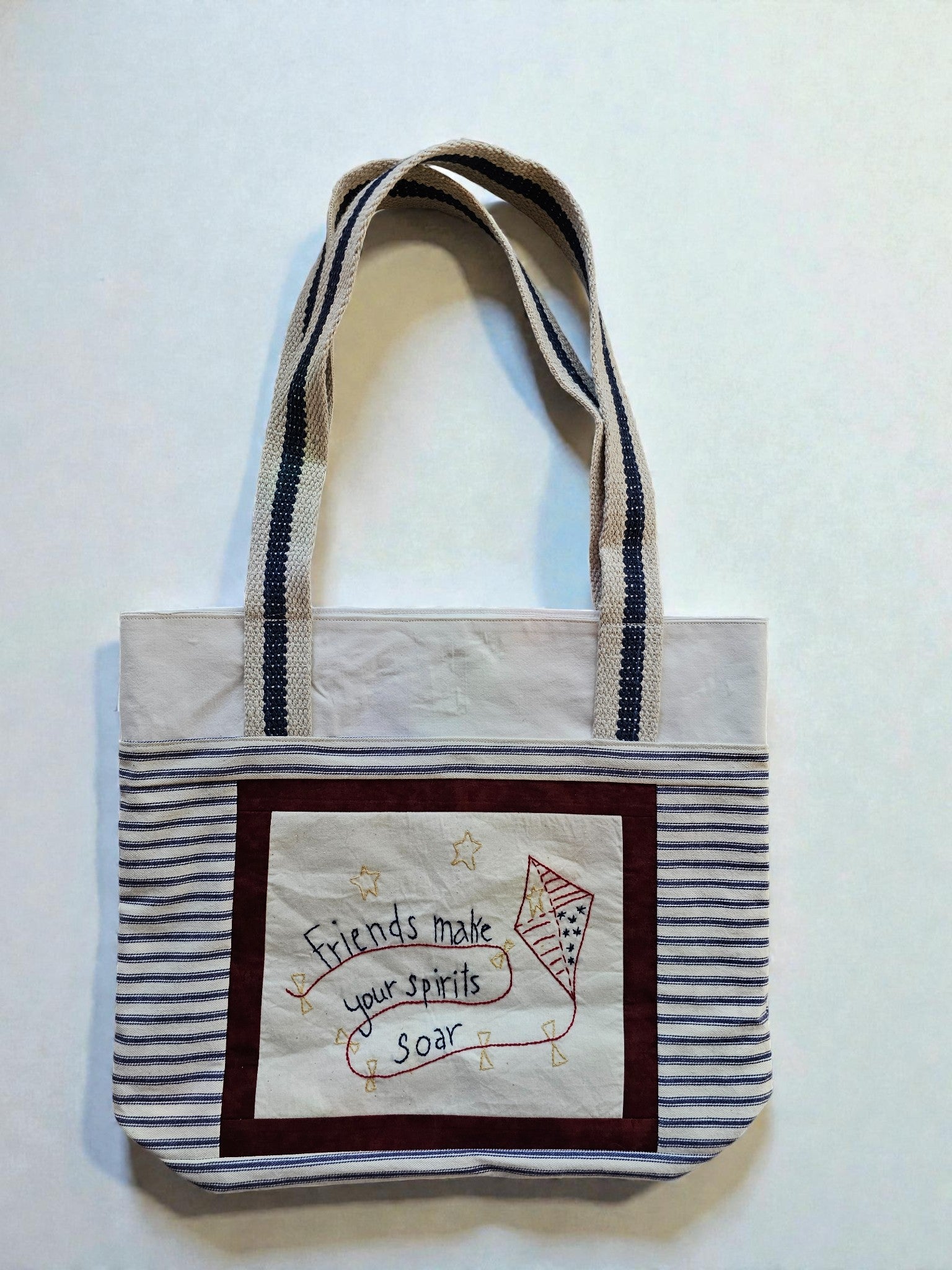 Friends Make Your Spirits Soar Vintage Embroidery Tote Bag