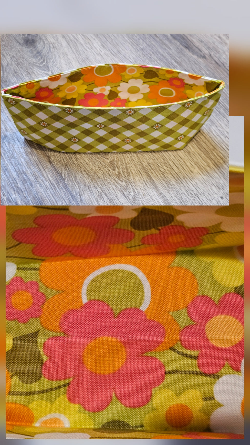 Reversible and Collapsible Cotton Fabric Baskets