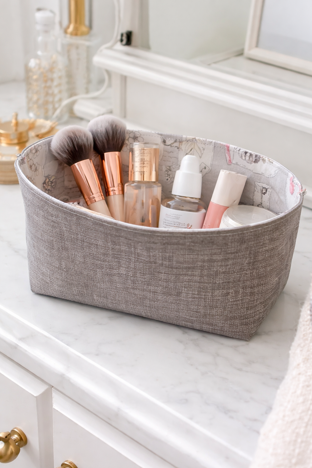 Reversible and Collapsible Cotton Fabric Baskets